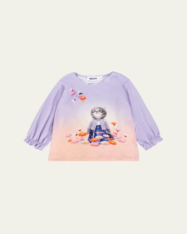 Girl's Elina Cat Graphic-Print Top, Size 6M-4